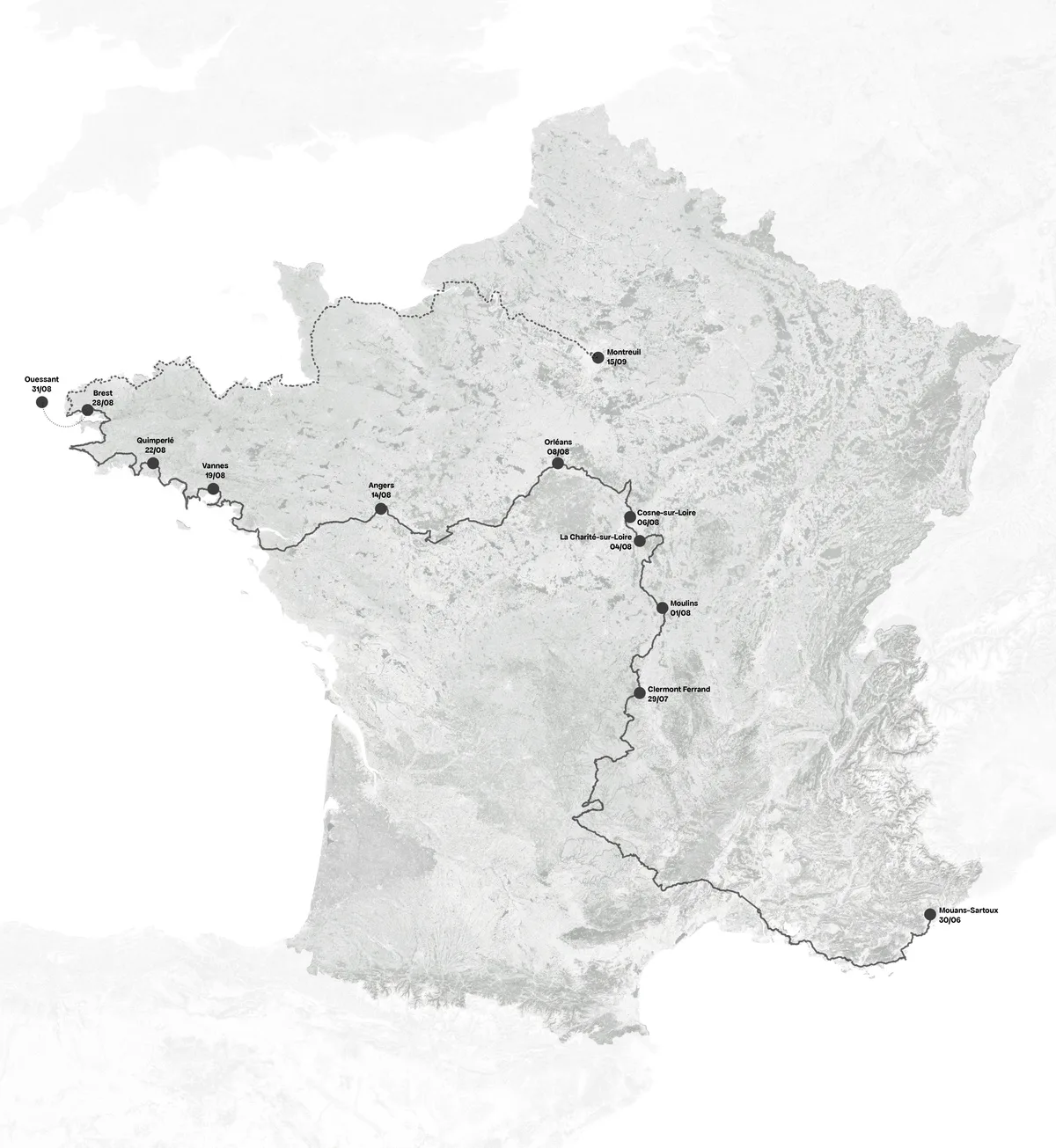 Carte du trajet de la résidence Supercycle 2024